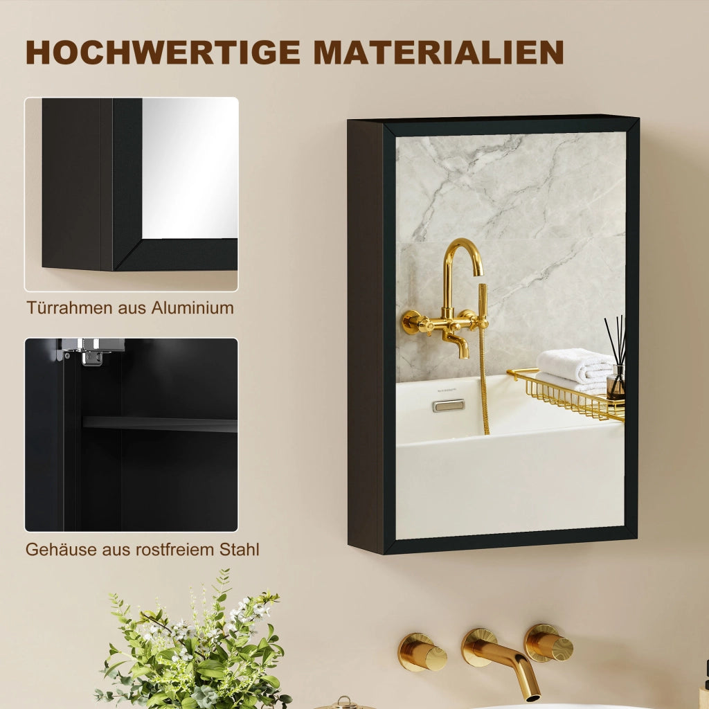Armadietto Bagno con Specchio ¨C Minimal ¨C Nero 40x12x60cm