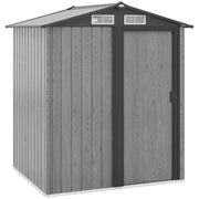 Casetta da Giardino Porta Attrezzi in Acciaio con Tetto Inclinato e 4 Prese d'Aria, 152x132x188 cm, Grigio