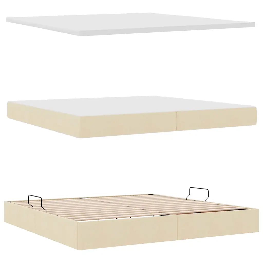Letto con contenitore e materasso Crema 200 x 200 cm Poliestere 3371932