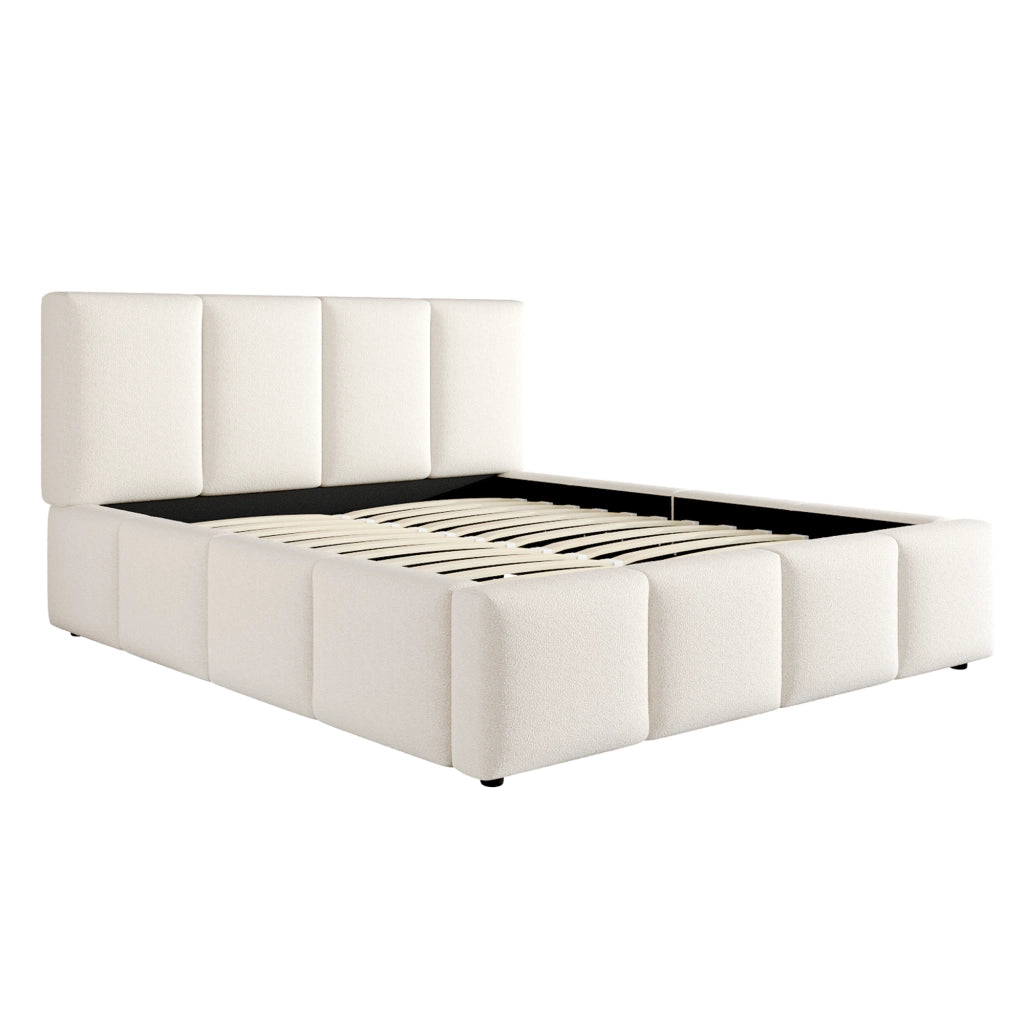 letto imbottito bouclé beige 180 x 200 cm