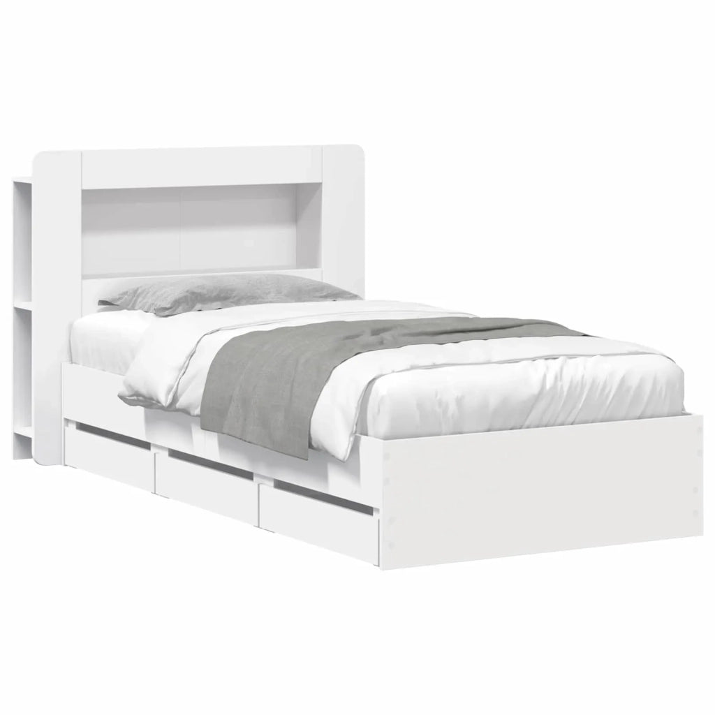 Struttura del letto con stoccaggio e testata Bianco 80 x 200 cm 3434003