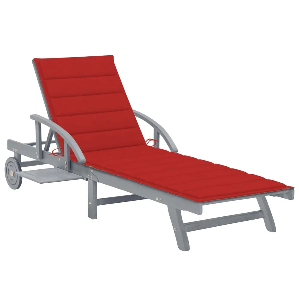 Lettino prendisole sedia a sdraio lettino prendisole letto da giardino mobili da esterno per patio con cuscino legno massello di acacia 02_0012366