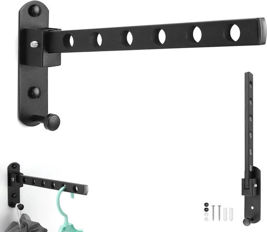 Wandrek Inclinabile - Assecco con Hanger per Balcone e Bagno - Nero - Con Ganci