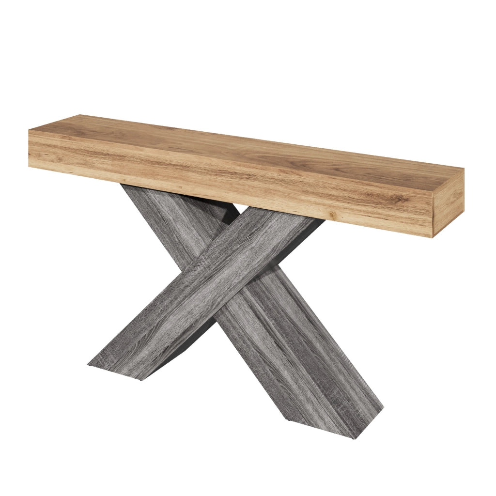 Tavolino Consolle con Gambe a X ¨C MINIMAL ¨C Effetto Legno, Truciolato, Salotto e Ingresso