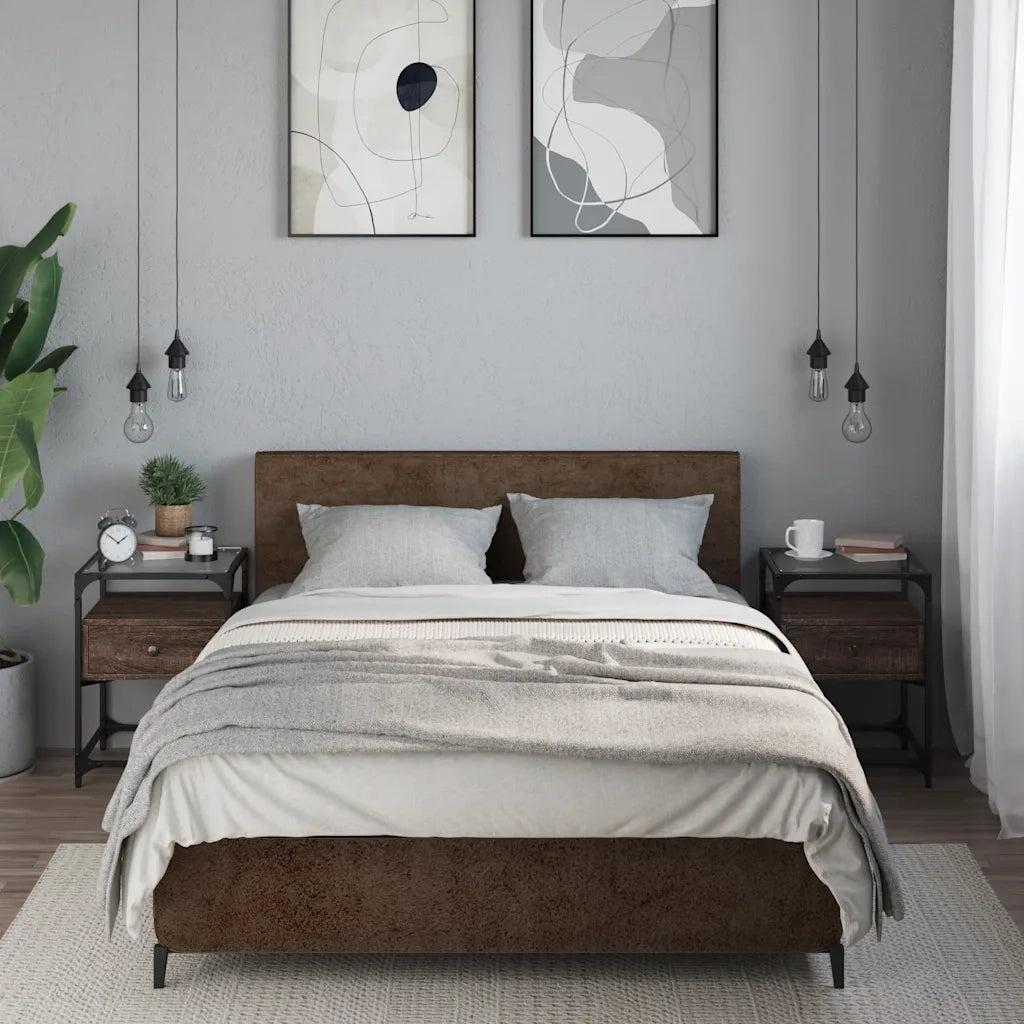 Set di 2 Comodini | Armadio da Notte | Mobiletto da notte Rovere Marrone 40x40x55 cm in Legno Multistrato