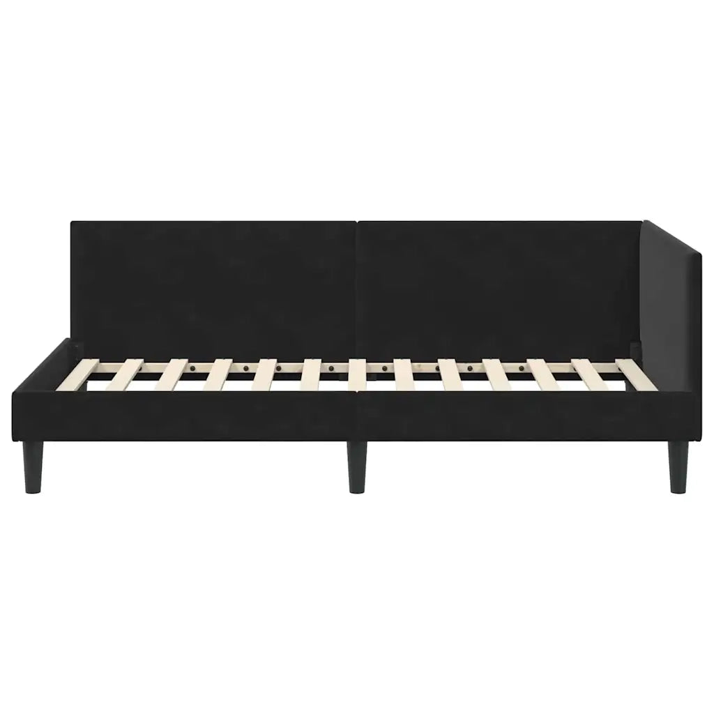 Letto singolo | Letto per adulti | Cornice del letto ad angolo Nero 100 cm x 200 cm Velluto