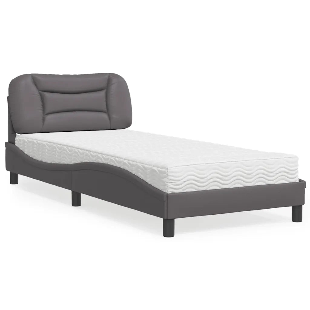 Letto con Materasso Hvar Grgio 90x200 cm in Similpelle