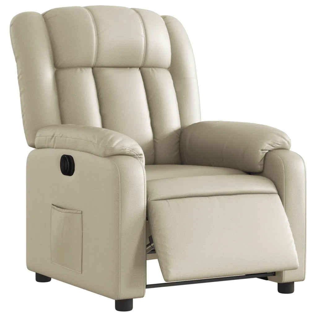Poltrona | Sedia Relax Reclinabile Elettrica Crema in Similpelle