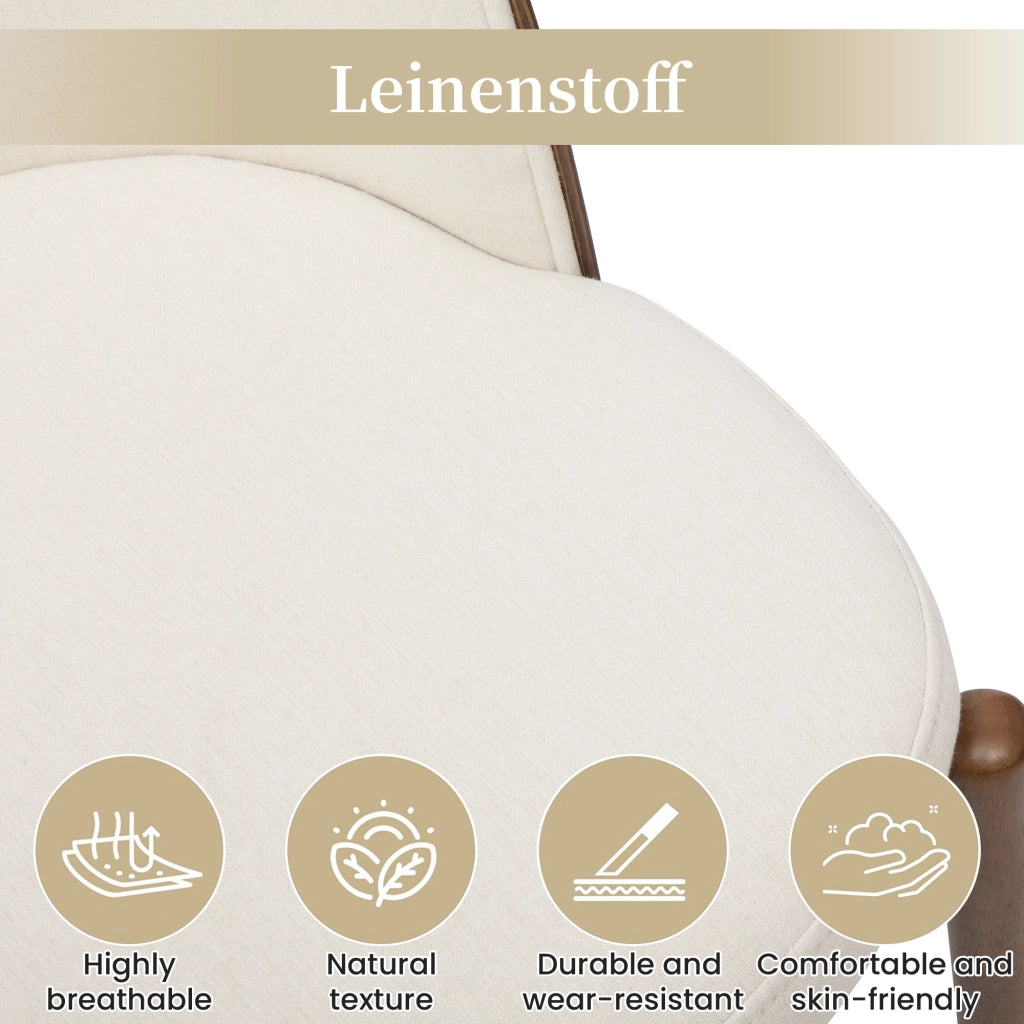 SEDIA da pranzo Set da 2 pezzi in legno e lino color noce