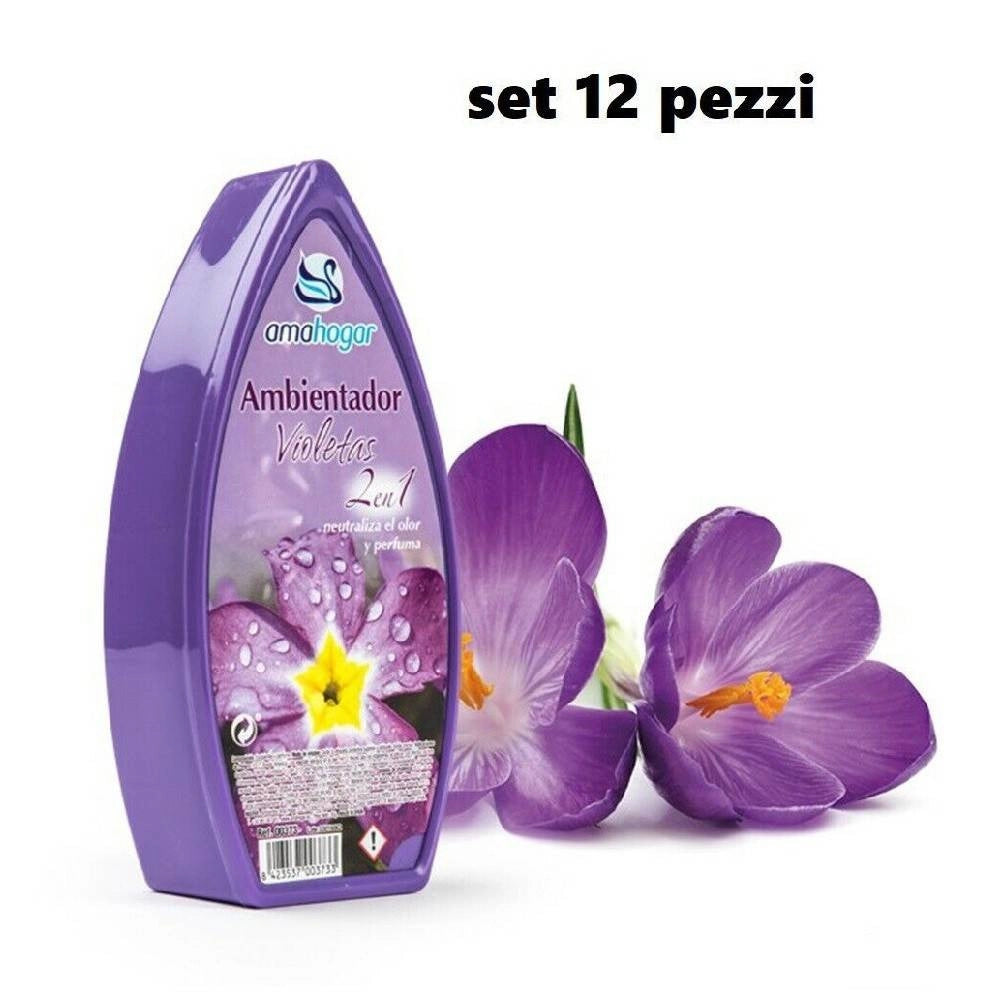 Trade Shop - Set 12 Deodoranti Gel Profumo Ambiente Assorbi Odori Fragranza Viola -