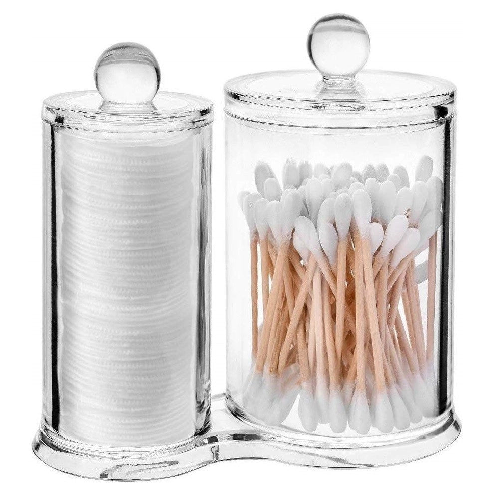 Trade Shop - Organizer Doppio Comparto Porta Dischetti Struccanti Cotton Fioc Cosmetici Espositore -