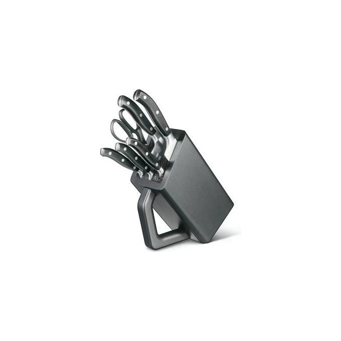 Victorinox 7.7243.6 Grand Maître Ceppo Portacoltelli con 6 Coltelli Forgiati Acciaio Inox e Cesoie Multiuso colore Nero