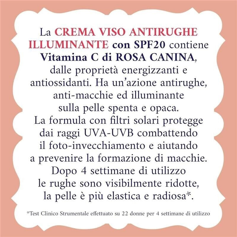ACQUA ALLE ROSE CREMA VISO ANTIRUGHE ILLUMINANTE + VITAMINA C DI ROSA CANINA PELLI SPENTE ANTIOSSIDANTE ANTIMACCHIE 50 ML