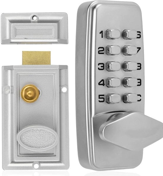 Chiusura a Scorrimento Meccanica - Impermeabile all'Acqua - Chiusura per Porta Esterna - Chiusura per Porta Interna - Chiusura a Codice - Cilindro di Sicurezza - Staffa di Sicurezza - 2-4 Digits