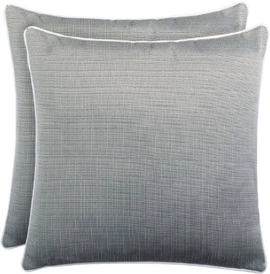 Set di cuscini per giardino da 2 - 45x45 cm - Grigio scuro - Impermeabile e resistente alla sporcizia - Cuscini decorativi per esterni con zip - Finitura in lino