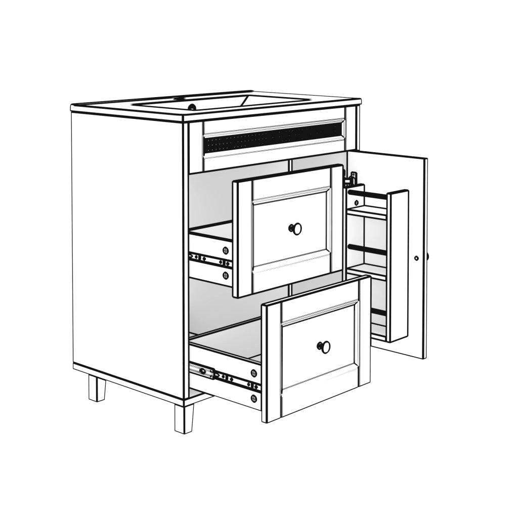 Mobile Sottolavabo da Bagno con Lavabo in Ceramica ¨C MINIMAL ¨C Nero, Cassetti, Ante, 76x46x87