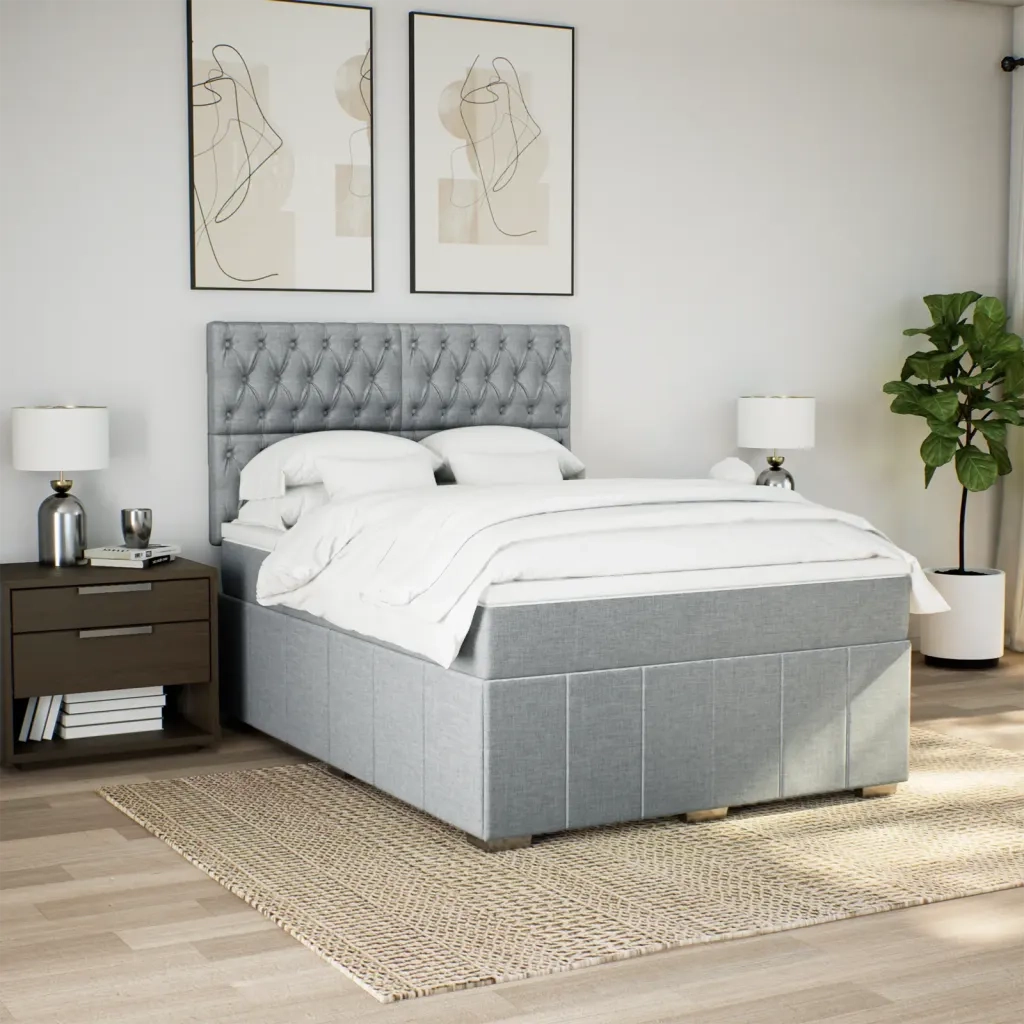 Giroletto a Molle con Materasso Grigio Chiaro 140x200cm Tessuto 3293998
