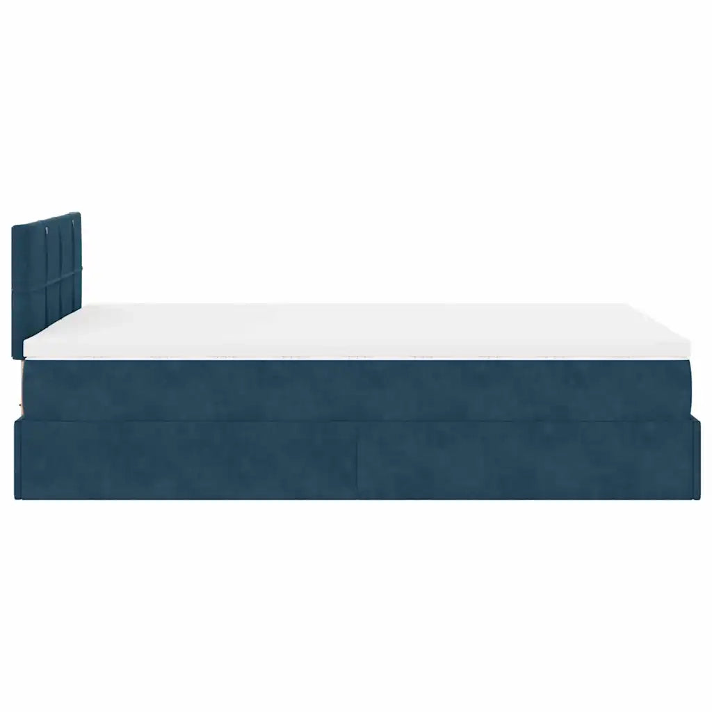 Struttura Letto Pouf con Materasso Blu Scuro 120x200 cm Velluto 3311769
