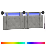 Testiera | Testata sospesa Con luce LED Grigio Chiaro Velluto