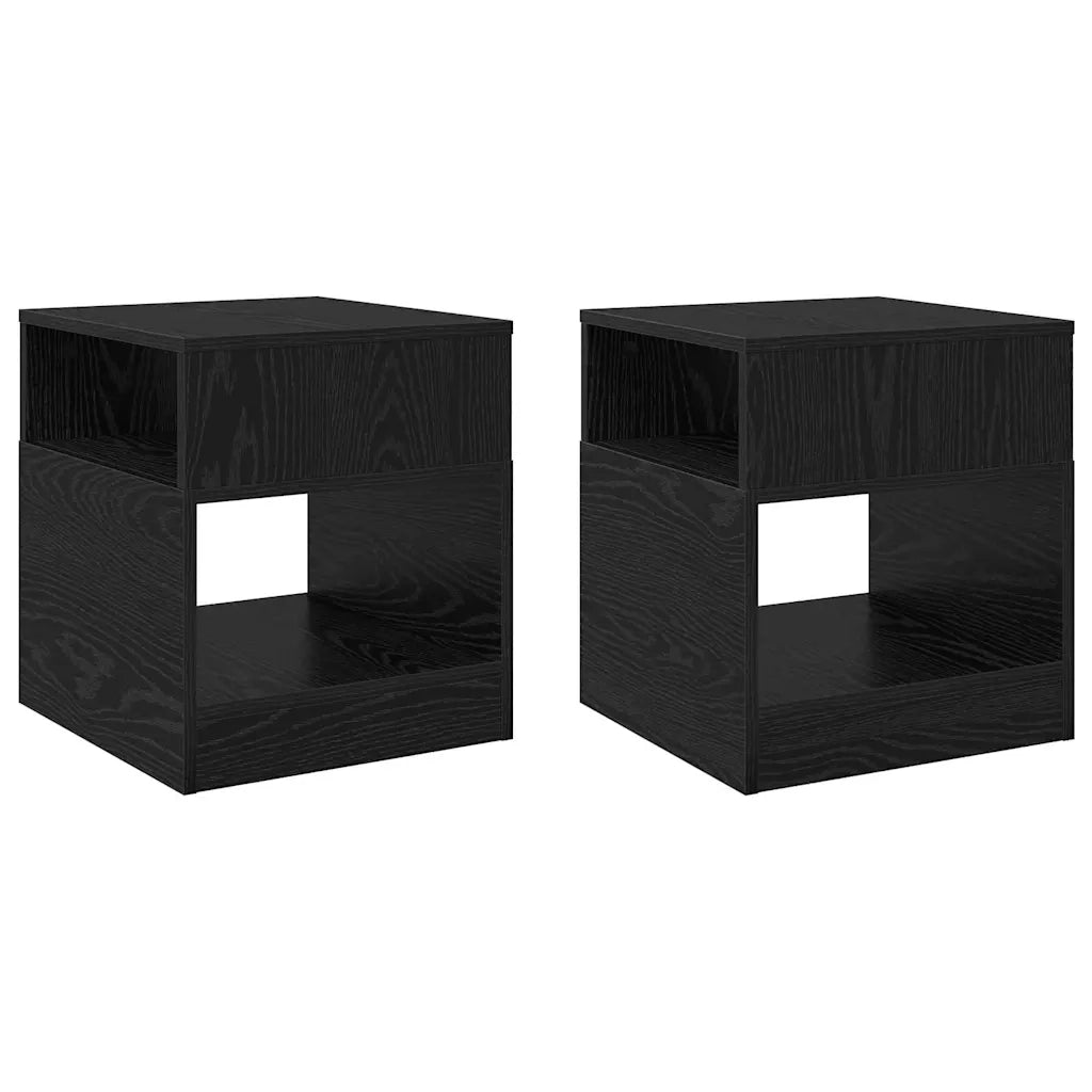 Tavolino 2 pcs Rovere Nero 40,5 x 40 x 45 cm Legno multistrato 890915