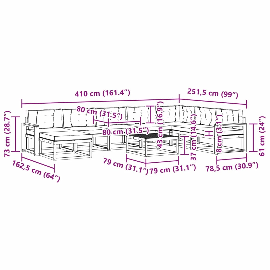 Set di divani da esterno 9 pcs Bianco e Grigio Chiaro 3386905