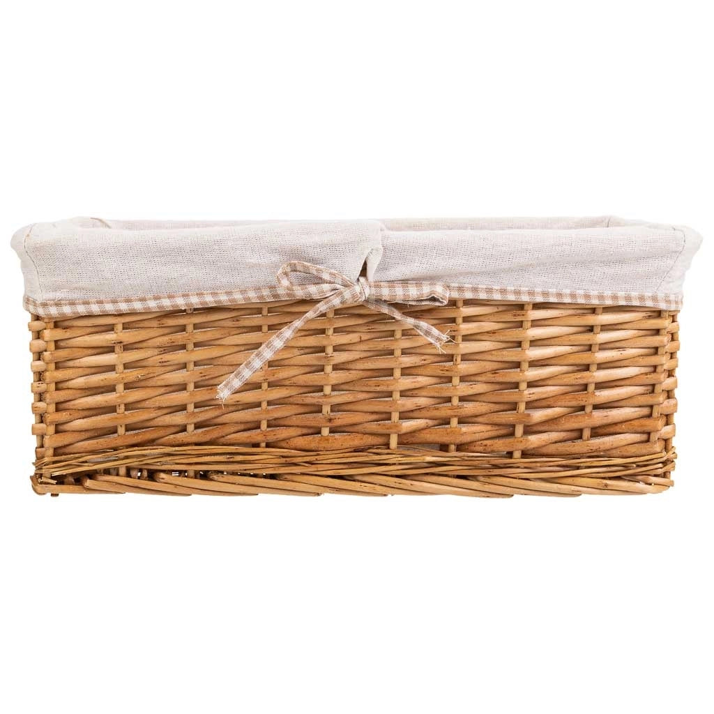 Set di 3 cestini in vimini foderati marroni