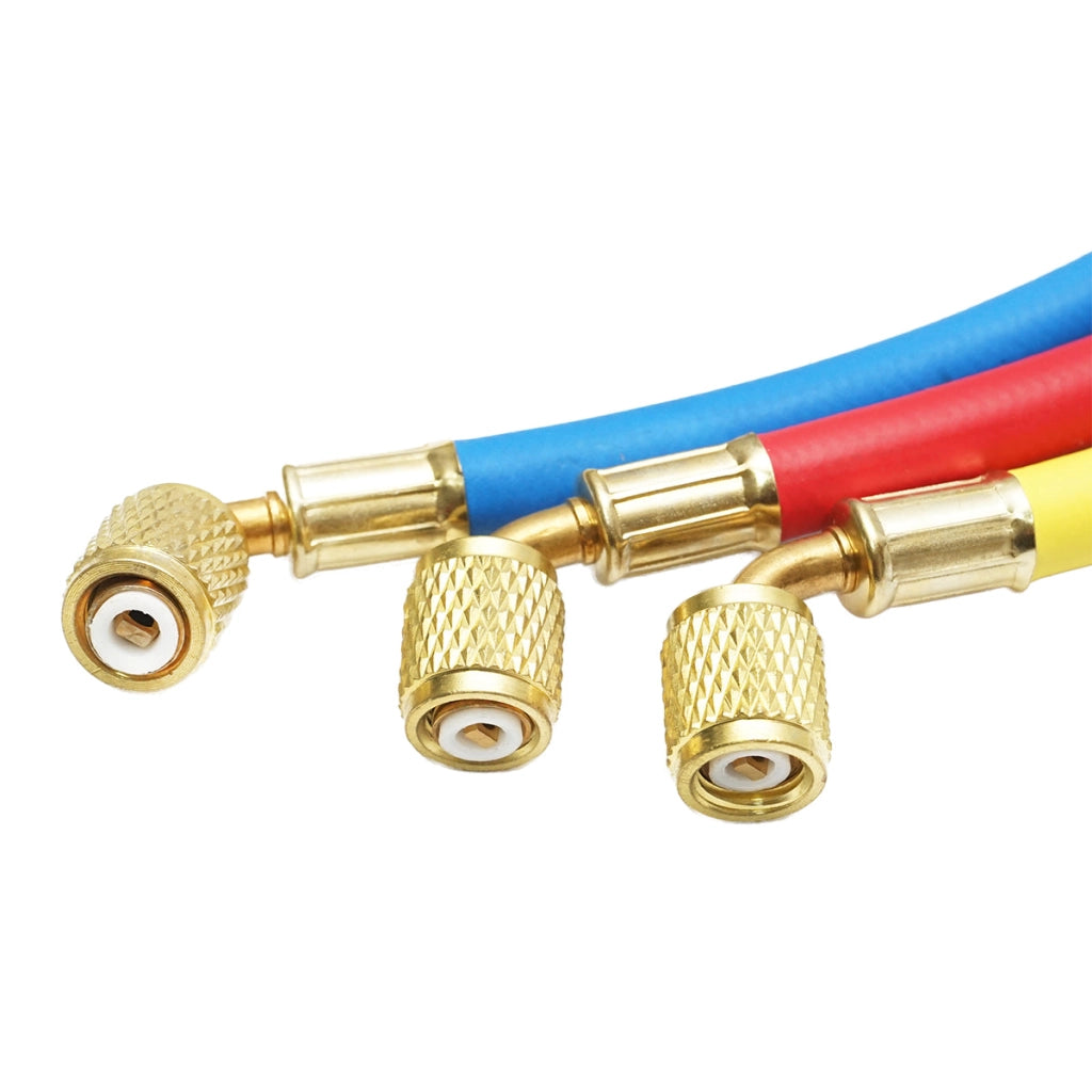 Set di tubi flessibili da 180 cm, 3 colori, per la ricarica di freon R12, R22, R134a, 404, 502