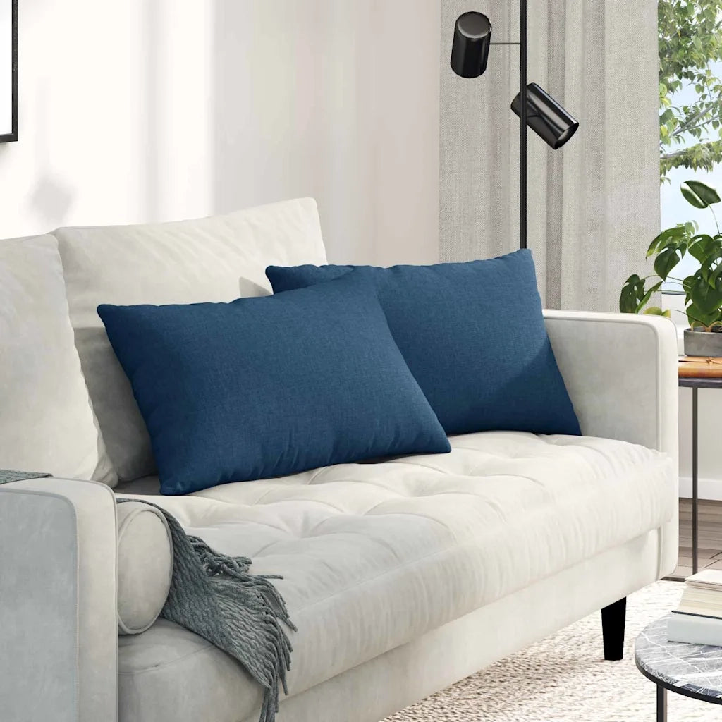 Cuscini da Divano 2 pz | Cuscini per sedie Blu 60 x 40 cm Tessuto
