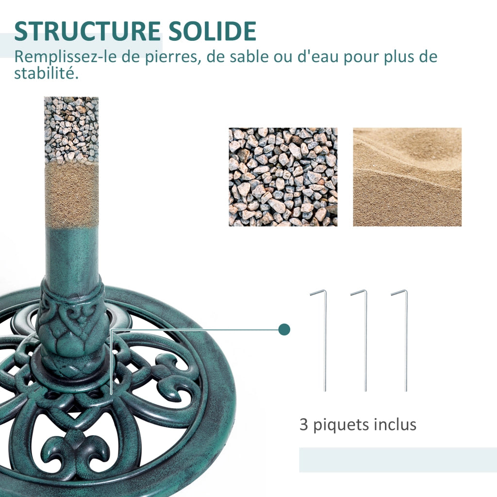 Abbeveratoio per Uccelli da Giardino ¨C Xylo ¨C Metallo Verde Effetto Ruggine ?50cm H69,5cm