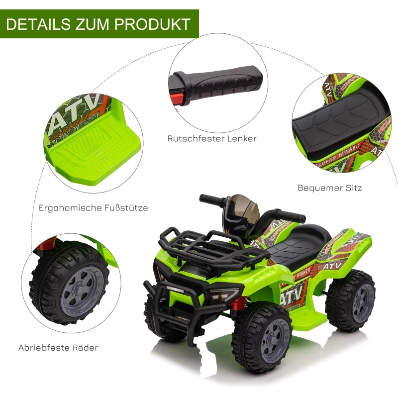 Quad elettrico per bambini 6V Quad per bambini con funzione avanti, musica, quad elettrico per bambini da 1,5 a 3 anni Verde