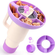 Snackkom per silicone per tazze riciclabili - 40 oz - Blu - 4 compartimenti - Adatto per coperchio e bastoncino - Utile per dolci e popcorn