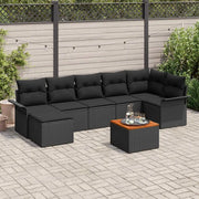 Set Divano da Giardino con archiviazione 8 pcs Nero polyrattan