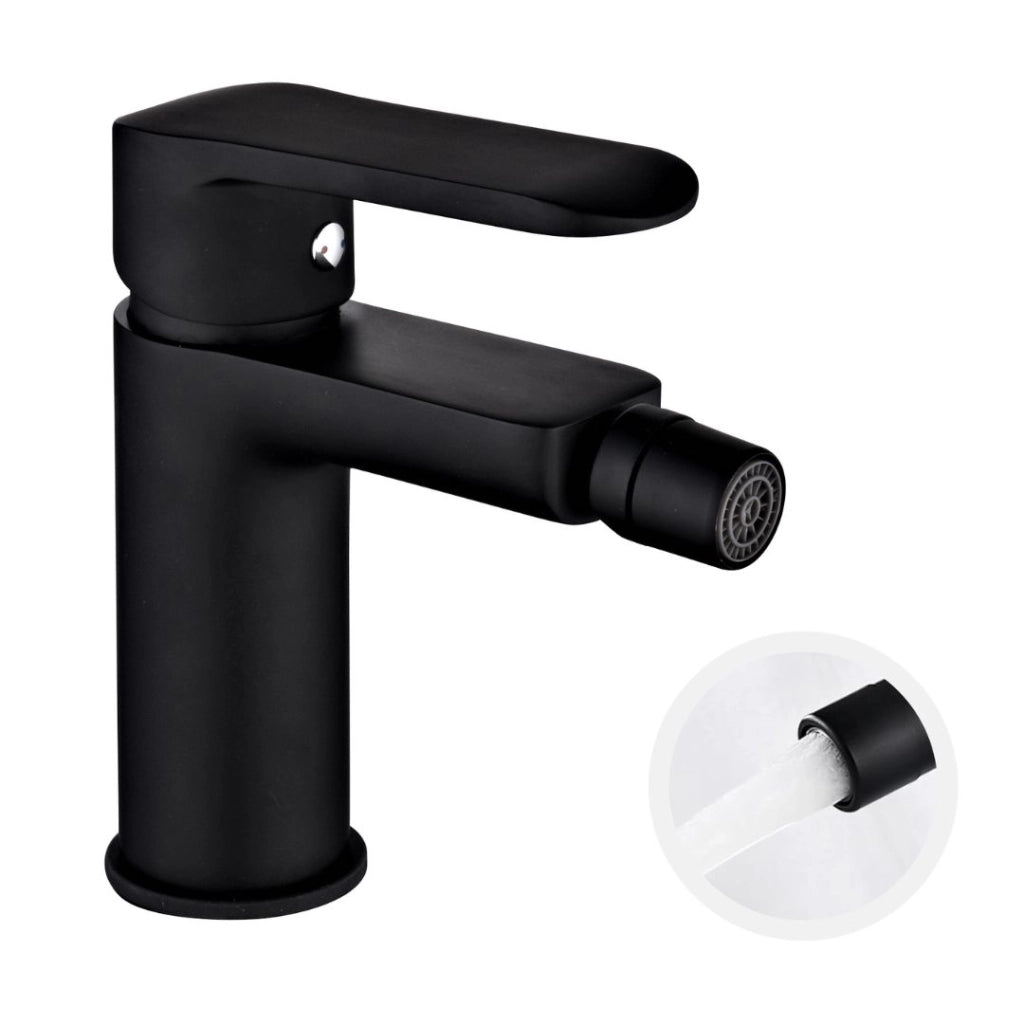 Coppia di miscelatore rubinetto bidet e miscelatore lavabo linea puma nero opaco