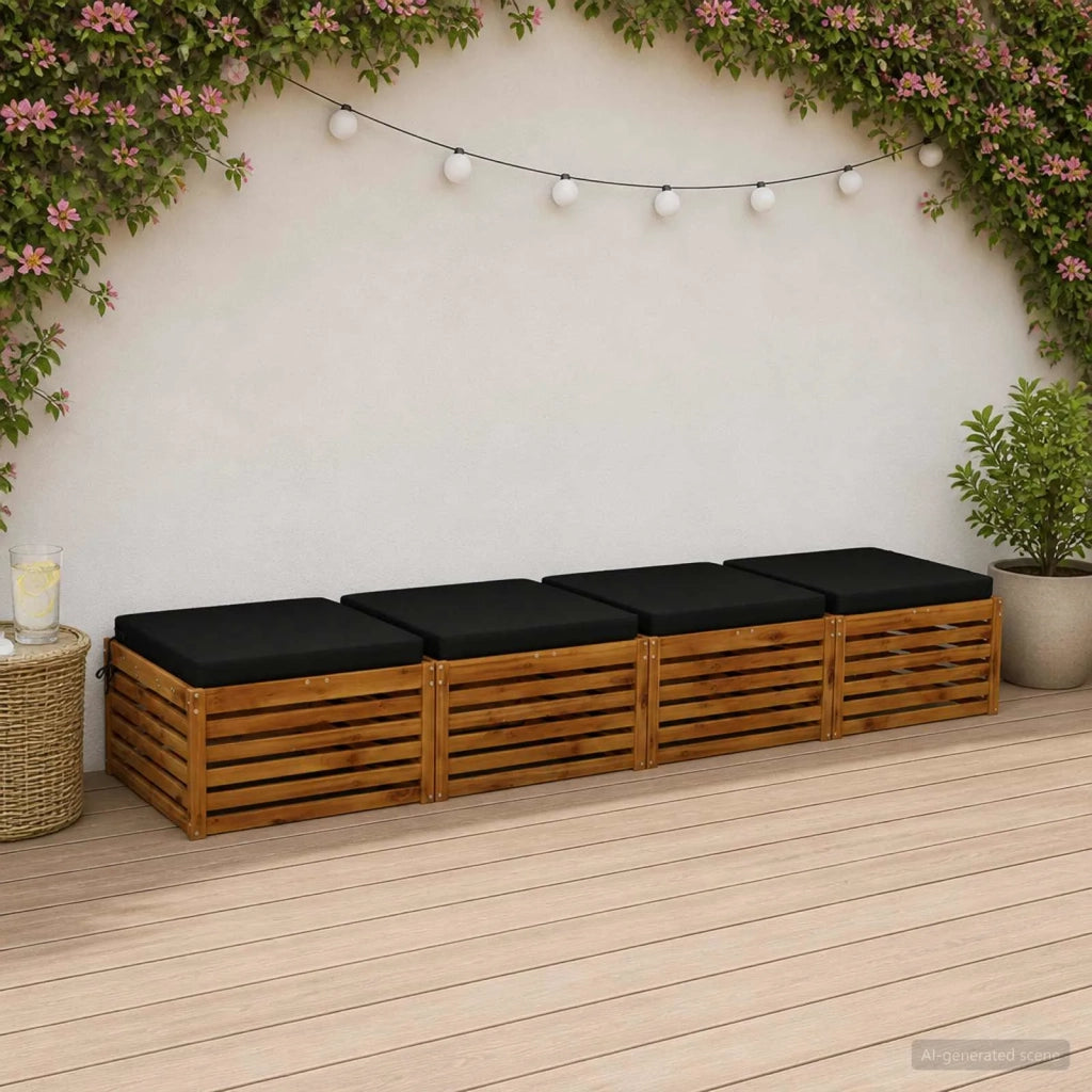 Cuscini per Sedia in 4 Pezzi SOEST 4 pz 100% Poliestere Nero 945064
