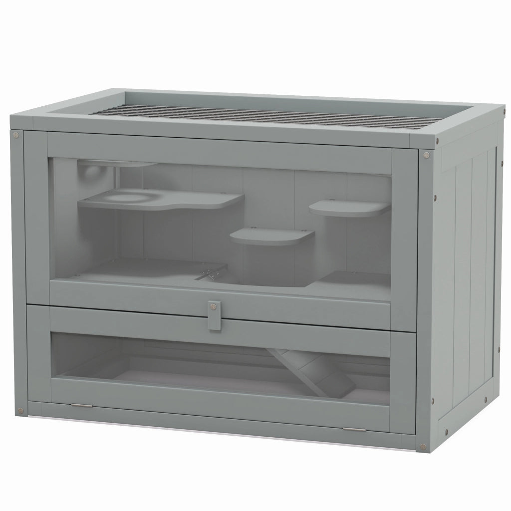 Gabbia per criceti e piccoli roditori con accessori ¨C zephmum ¨C 60x35x42 cm grigio