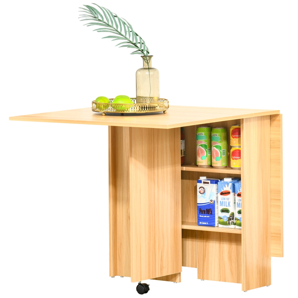 Tavolo da Pranzo Pieghevole con Ruote ¨C zephmum ¨C Legno 140x80x74 cm