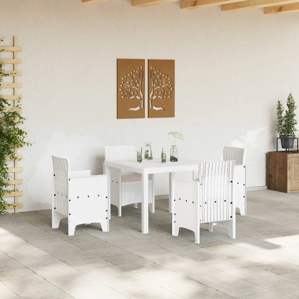 Set da Pranzo per Giardino 5 pcs Bianco Polipropilene