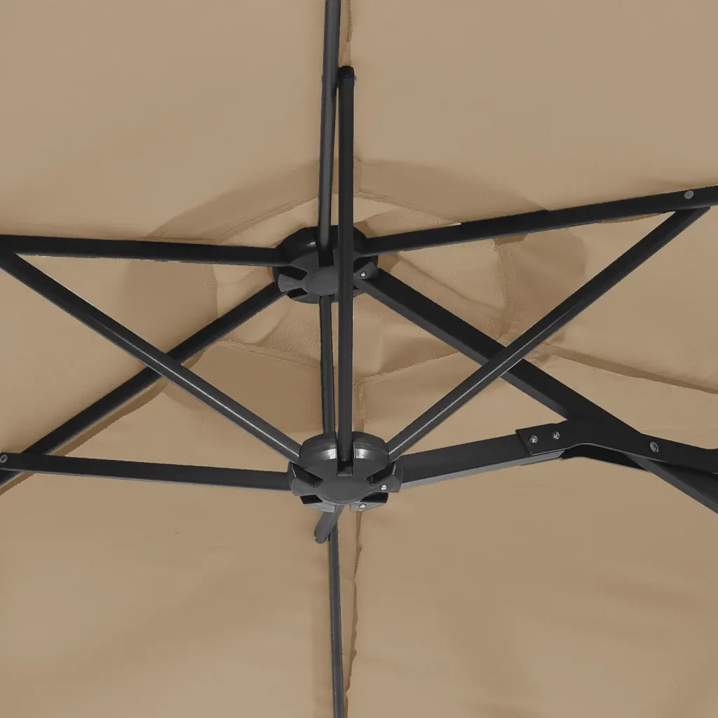 Ombrello | Parasolne a Doppia Testa con LED Tortora 316x145 cm