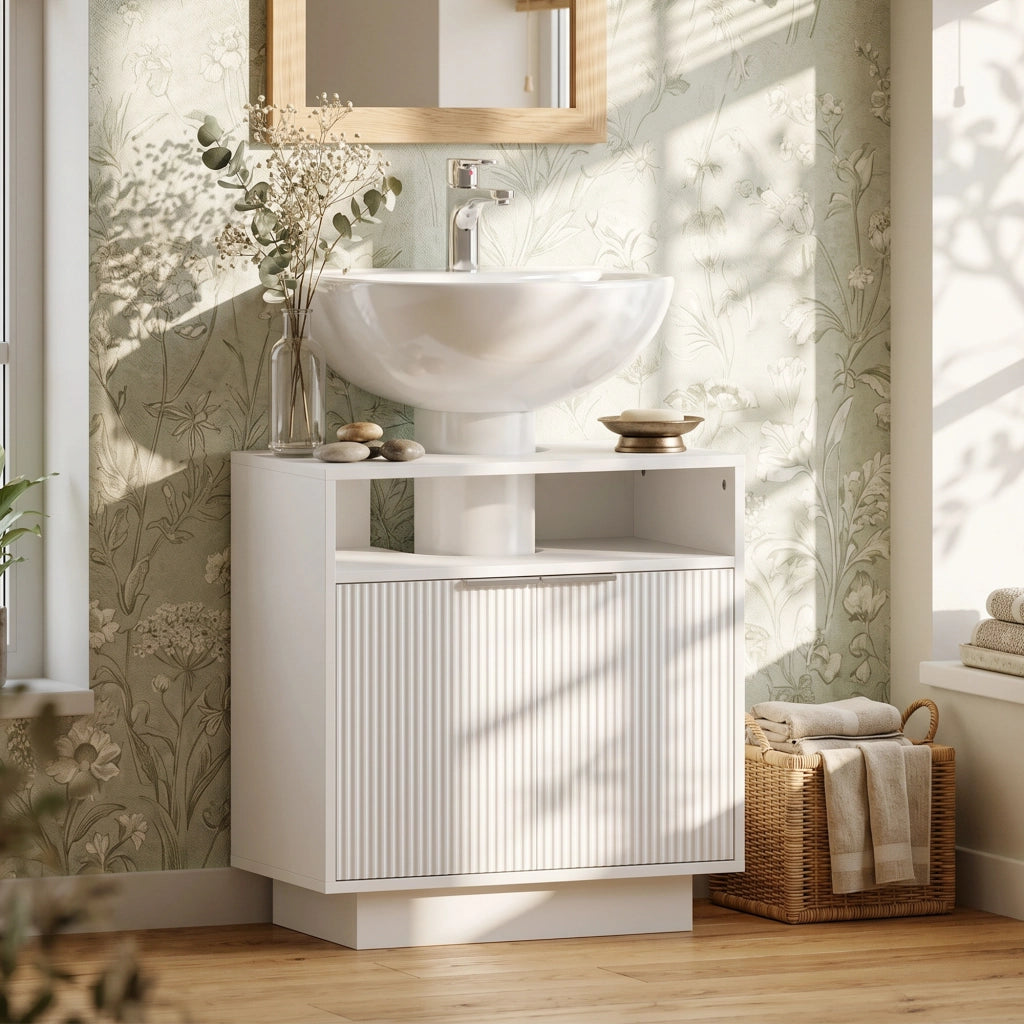 Mobile Sottolavabo Bagno con Ripiano Regolabile ¨C Xylo ¨C Legno Bianco 60x33x63 cm