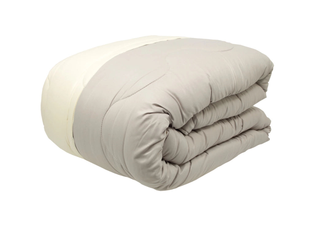 Trapunta Piumone Letto Invernale Imbottita 300gr Microfibra Double Face Bicolor - 2 Piazze - Tortora-Avorio