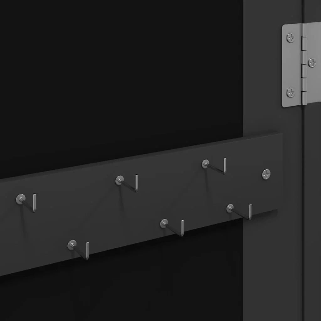 Mobiletto portagioie mobile contenitore organizer per camera da letto spogliatoio bagno con specchio a parete 37,5 x 10 x 106 cm nero 02_0022843