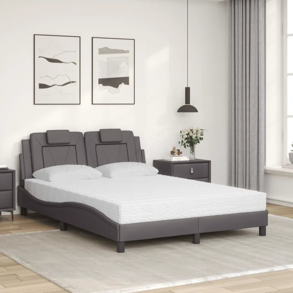 Letto matrimoniale | Letto per adulti | Letto Viana con Materasso Grigio 120x200 cm in Similpelle