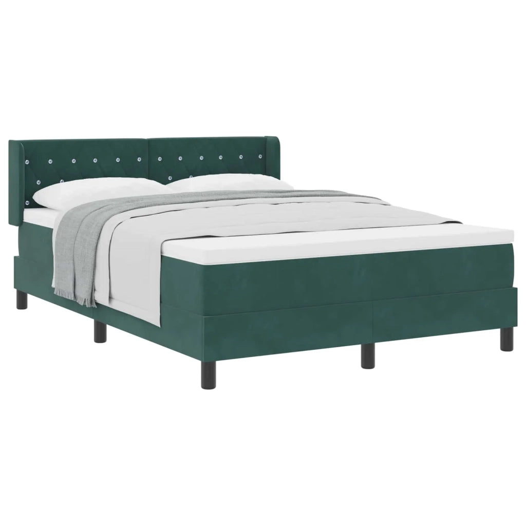 Letto a molle con materasso Verde Scuro 200 x 140 cm Poliestere