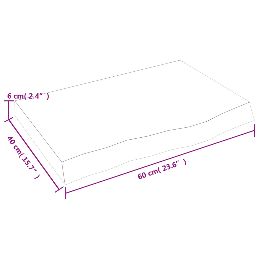 Piano Bagno 60x40x(2-6) cm in Legno Massello Non Trattato 3156010