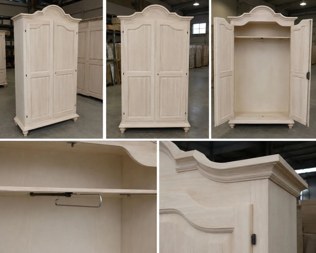 Armadio classico 2 porte legno grezzo 112x46x204 (475) - Mobili 2G