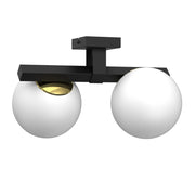 Plafoniera Idris 2xE27 nera oro sfere bianche Luminex