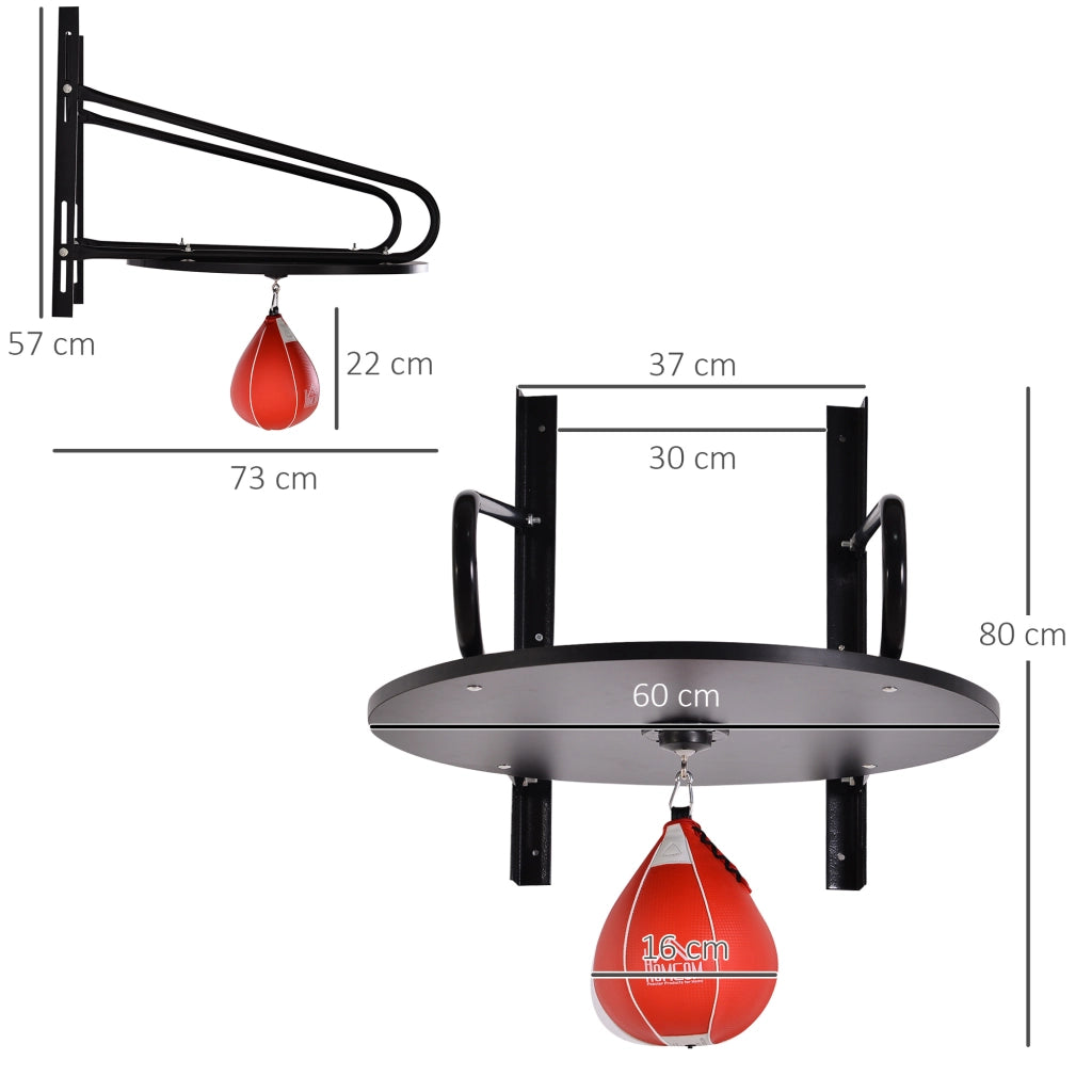 Sacco da boxe con supporto a muro girevole ¨C zephmum ¨C Nero e rosso 60x73x80 cm