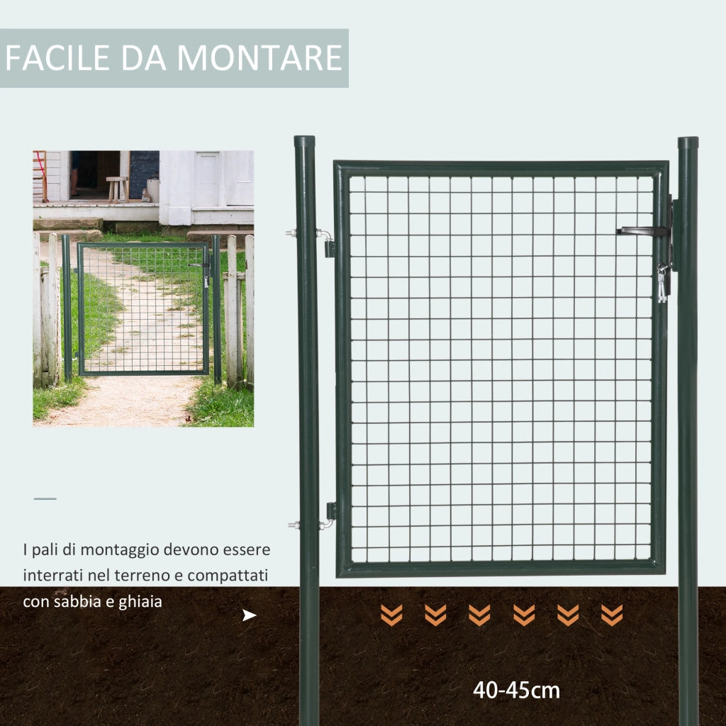 Cancello da Giardino in Acciaio con Serratura e 3 Chiavi, 97x150cm, Verde