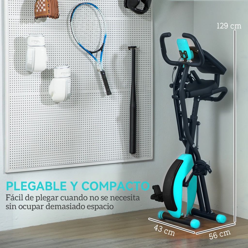 Bicicletta da Fitness Pieghevole Silenziosa con Monitor LCD ¨C Minimal ¨C Verde 43x97x109 cm