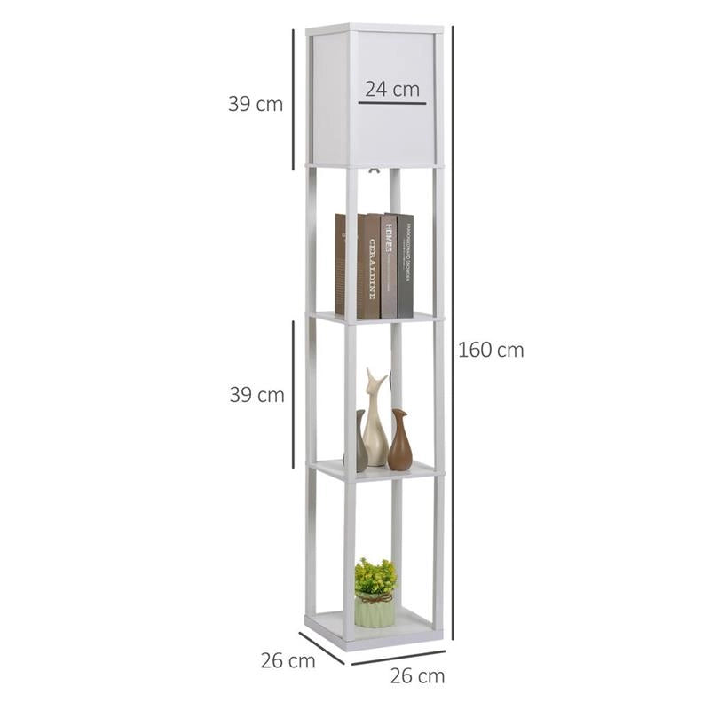 LAMPADA DA TERRA CON MENSOLE INTEGRATE 26X26X160 CM BIANCO